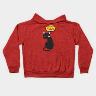 omg! surprised cute black cat Kids Hoodie